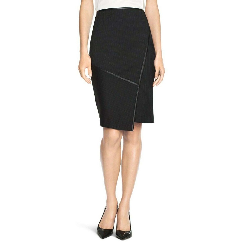 NWT WHBM Chalk Stripe Pencil Skirt Asymmetric 14